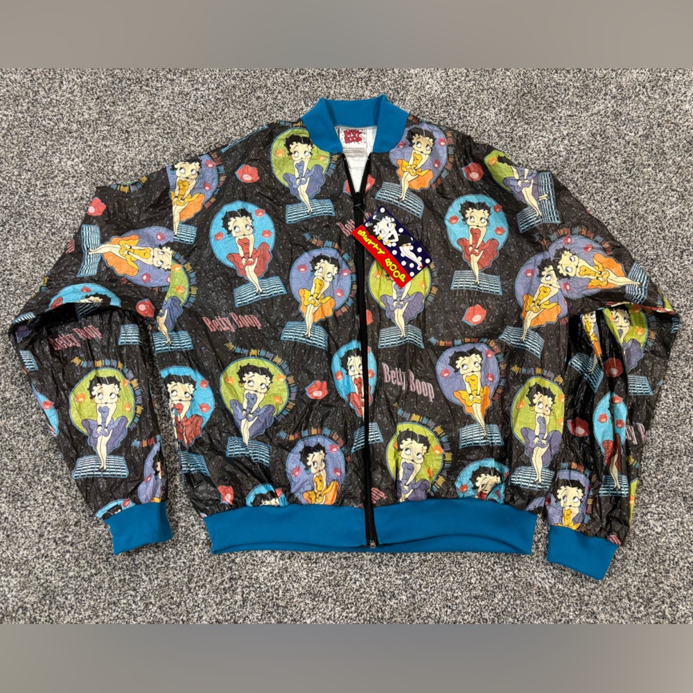 Betty Boop Jacket Women’s 2XL Vintage 90s 1995 Tyvek Windbreaker Nylon NWT